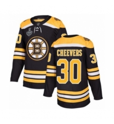 Men's Boston Bruins #30 Gerry Cheevers Authentic Black Home 2019 Stanley Cup Final Bound Hockey Jersey