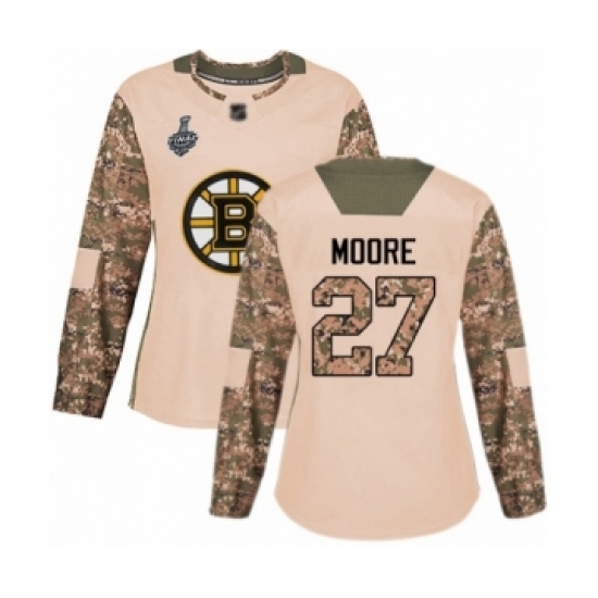Women's Boston Bruins #27 John Moore Authentic Camo Veterans Day Practice 2019 Stanley Cup Final Bound Hockey Jersey Women's Boston Bruins #27 John Moore Authentic Camo Veterans Day Practice 2019 Stanley Cup Final Bound Hockey Jersey