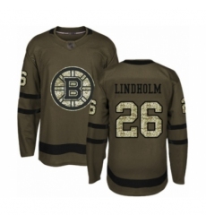 Men's Boston Bruins #26 Par Lindholm Authentic Green Salute to Service Hockey Jersey