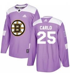 Men's Adidas Boston Bruins #25 Brandon Carlo Authentic Purple Fights Cancer Practice NHL Jersey