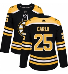 Women's Adidas Boston Bruins #25 Brandon Carlo Authentic Black Home NHL Jersey