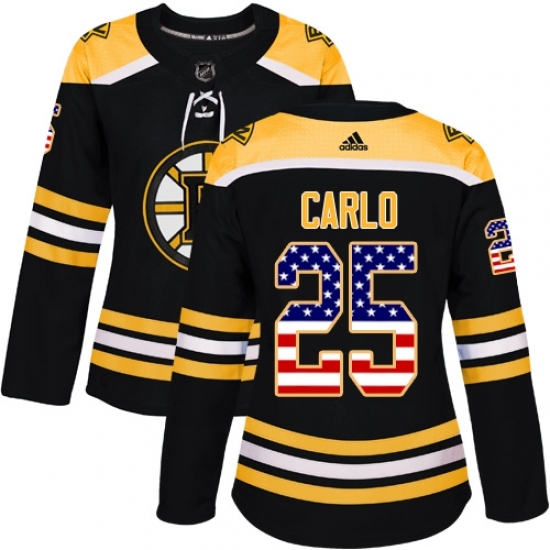 Women's Adidas Boston Bruins #25 Brandon Carlo Authentic Black USA Flag Fashion NHL Jersey Women's Adidas Boston Bruins #25 Brandon Carlo Authentic Black USA Flag Fashion NHL Jersey