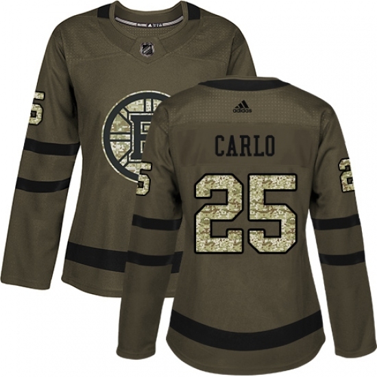 Women's Adidas Boston Bruins #25 Brandon Carlo Authentic Green Salute to Service NHL Jersey Women's Adidas Boston Bruins #25 Brandon Carlo Authentic Green Salute to Service NHL Jersey