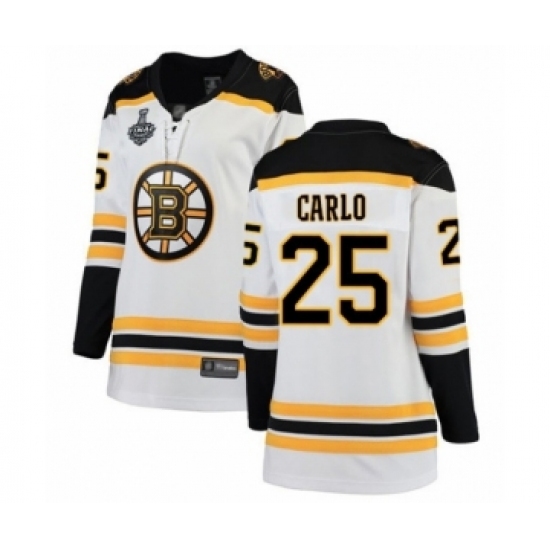 Women's Boston Bruins #25 Brandon Carlo Authentic White Away Fanatics Branded Breakaway 2019 Stanley Cup Final Bound Hockey Jersey Women's Boston Bruins #25 Brandon Carlo Authentic White Away Fanatics Branded Breakaway 2019 Stanley Cup Final Bound Hockey Jersey