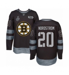 Men's Boston Bruins #20 Joakim Nordstrom Authentic Black 1917-2017 100th Anniversary 2019 Stanley Cup Final Bound Hockey Jersey