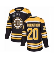 Men's Boston Bruins #20 Joakim Nordstrom Authentic Black Home 2019 Stanley Cup Final Bound Hockey Jersey