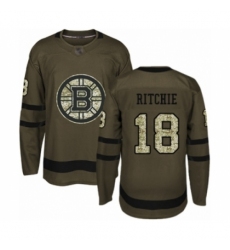 Youth Boston Bruins #18 Brett Ritchie Authentic Green Salute to Service Hockey Jersey