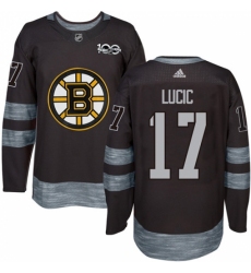 Men's Adidas Boston Bruins #17 Milan Lucic Authentic Black 1917-2017 100th Anniversary NHL Jersey