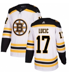 Men's Adidas Boston Bruins #17 Milan Lucic Authentic White Away NHL Jersey