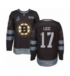 Men's Boston Bruins #17 Milan Lucic Authentic Black 1917-2017 100th Anniversary 2019 Stanley Cup Final Bound Hockey Jersey