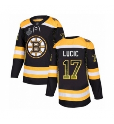 Men's Boston Bruins #17 Milan Lucic Authentic Black Drift Fashion 2019 Stanley Cup Final Bound Hockey Jersey