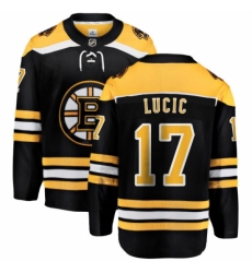 Men's Boston Bruins #17 Milan Lucic Authentic Black Home Fanatics Branded Breakaway NHL Jersey