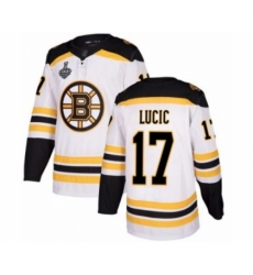 Men's Boston Bruins #17 Milan Lucic Authentic White Away 2019 Stanley Cup Final Bound Hockey Jersey