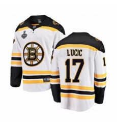 Men's Boston Bruins #17 Milan Lucic Authentic White Away Fanatics Branded Breakaway 2019 Stanley Cup Final Bound Hockey Jersey