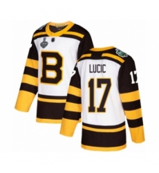 Men's Boston Bruins #17 Milan Lucic Authentic White Winter Classic 2019 Stanley Cup Final Bound Hockey Jersey