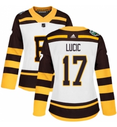 Women's Adidas Boston Bruins #17 Milan Lucic Authentic White 2019 Winter Classic NHL Jersey