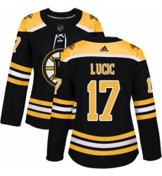 Women's Adidas Boston Bruins #17 Milan Lucic Premier Black Home NHL Jersey