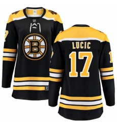 Women's Boston Bruins #17 Milan Lucic Authentic Black Home Fanatics Branded Breakaway NHL Jersey