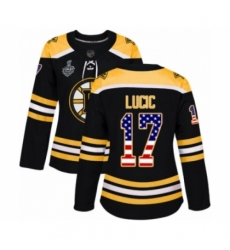 Women's Boston Bruins #17 Milan Lucic Authentic Black USA Flag Fashion 2019 Stanley Cup Final Bound Hockey Jersey