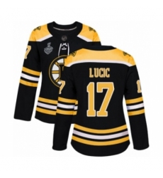 Women's Boston Bruins #17 Milan Lucic Premier Black Home 2019 Stanley Cup Final Bound Hockey Jersey