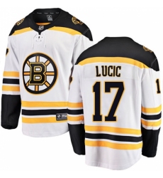 Youth Boston Bruins #17 Milan Lucic Authentic White Away Fanatics Branded Breakaway NHL Jersey