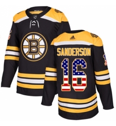 Men's Adidas Boston Bruins #16 Derek Sanderson Authentic Black USA Flag Fashion NHL Jersey