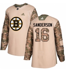 Men's Adidas Boston Bruins #16 Derek Sanderson Authentic Camo Veterans Day Practice NHL Jersey