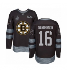 Men's Boston Bruins #16 Derek Sanderson Authentic Black 1917-2017 100th Anniversary 2019 Stanley Cup Final Bound Hockey Jersey