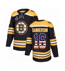 Men's Boston Bruins #16 Derek Sanderson Authentic Black USA Flag Fashion 2019 Stanley Cup Final Bound Hockey Jersey