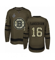 Men's Boston Bruins #16 Derek Sanderson Authentic Green Salute to Service 2019 Stanley Cup Final Bound Hockey Jersey