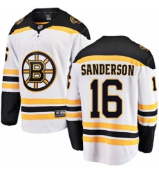 Men's Boston Bruins #16 Derek Sanderson Authentic White Away Fanatics Branded Breakaway NHL Jersey