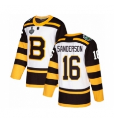Men's Boston Bruins #16 Derek Sanderson Authentic White Winter Classic 2019 Stanley Cup Final Bound Hockey Jersey