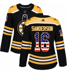 Women's Adidas Boston Bruins #16 Derek Sanderson Authentic Black USA Flag Fashion NHL Jersey