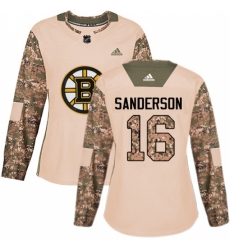Women's Adidas Boston Bruins #16 Derek Sanderson Authentic Camo Veterans Day Practice NHL Jersey