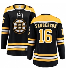 Women's Boston Bruins #16 Derek Sanderson Authentic Black Home Fanatics Branded Breakaway NHL Jersey