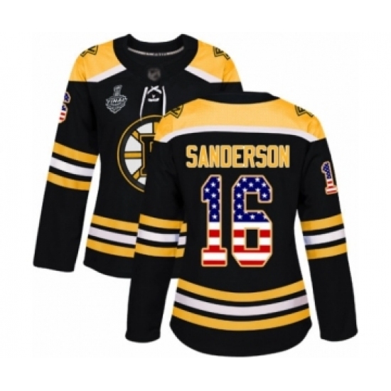 Women's Boston Bruins #16 Derek Sanderson Authentic Black USA Flag Fashion 2019 Stanley Cup Final Bound Hockey Jersey Women's Boston Bruins #16 Derek Sanderson Authentic Black USA Flag Fashion 2019 Stanley Cup Final Bound Hockey Jersey