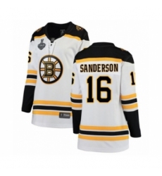 Women's Boston Bruins #16 Derek Sanderson Authentic White Away Fanatics Branded Breakaway 2019 Stanley Cup Final Bound Hockey Jersey