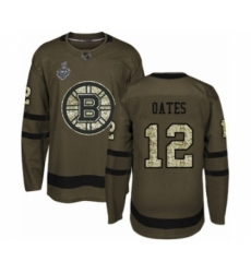 Youth Boston Bruins #12 Adam Oates Authentic Green Salute to Service 2019 Stanley Cup Final Bound Hockey Jersey