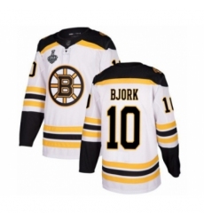 Men's Boston Bruins #10 Anders Bjork Authentic White Away 2019 Stanley Cup Final Bound Hockey Jersey