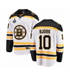 Men's Boston Bruins #10 Anders Bjork Authentic White Away Fanatics Branded Breakaway 2019 Stanley Cup Final Bound Hockey Jersey