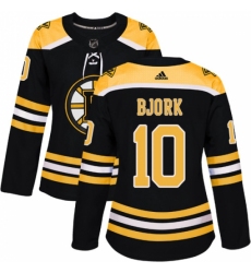 Women's Adidas Boston Bruins #10 Anders Bjork Authentic Black Home NHL Jersey