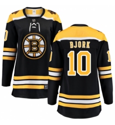 Women's Boston Bruins #10 Anders Bjork Authentic Black Home Fanatics Branded Breakaway NHL Jersey