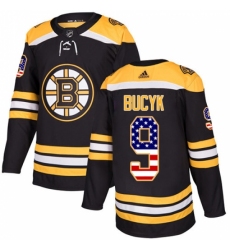 Men's Adidas Boston Bruins #9 Johnny Bucyk Authentic Black USA Flag Fashion NHL Jersey