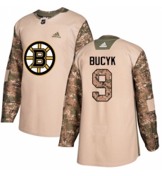 Men's Adidas Boston Bruins #9 Johnny Bucyk Authentic Camo Veterans Day Practice NHL Jersey