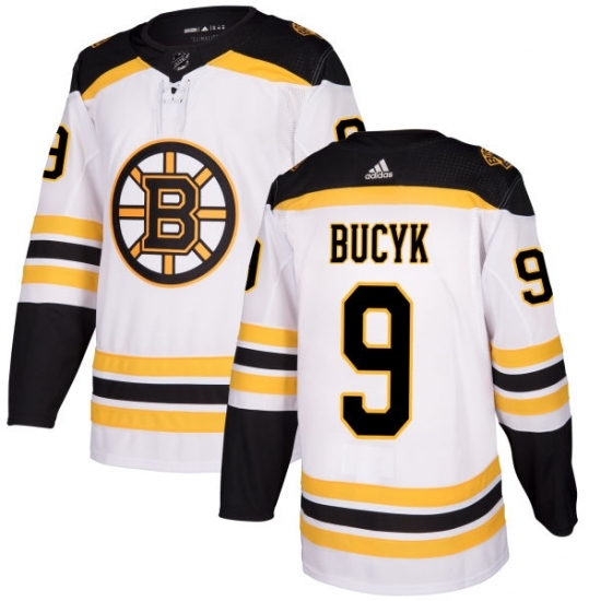 Men's Adidas Boston Bruins #9 Johnny Bucyk Authentic White Away NHL Jersey Men's Adidas Boston Bruins #9 Johnny Bucyk Authentic White Away NHL Jersey