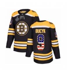 Men's Boston Bruins #9 Johnny Bucyk Authentic Black USA Flag Fashion 2019 Stanley Cup Final Bound Hockey Jersey