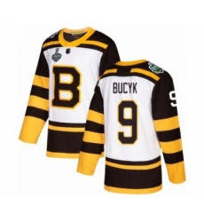 Men's Boston Bruins #9 Johnny Bucyk Authentic White Winter Classic 2019 Stanley Cup Final Bound Hockey Jersey