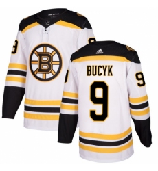 Women's Adidas Boston Bruins #9 Johnny Bucyk Authentic White Away NHL Jersey