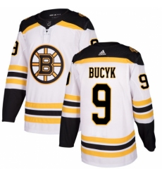 Youth Adidas Boston Bruins #9 Johnny Bucyk Authentic White Away NHL Jersey