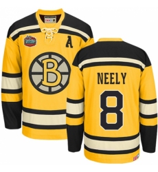 Men's CCM Boston Bruins #8 Cam Neely Authentic Gold Winter Classic Throwback NHL Jersey